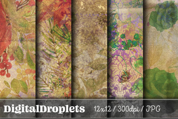 Gilded Flowers Vol. 18: Gothic Florals on Cardboard Textures